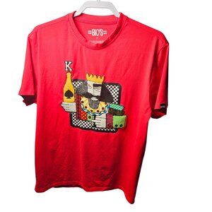 BKYS Red Graphic T-Shirt King Playing Card Design Mens Size L